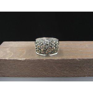 Size 6.75 Sterling Silver Pavement Style Marcasite Stone Band Ring